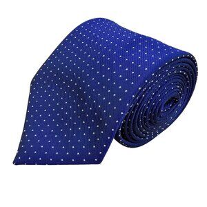 WeiShang Mens Royal Blue Silk Polka Dot Pattern Neck Tie Handmade